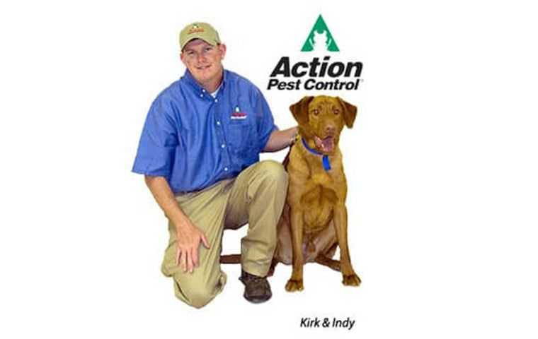 Kirk at Action Pest and bed bug dog Indy