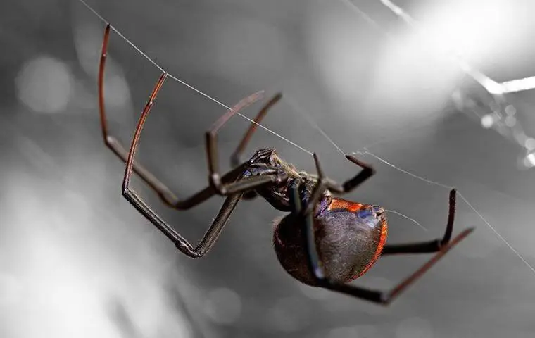 black widow spider in its web