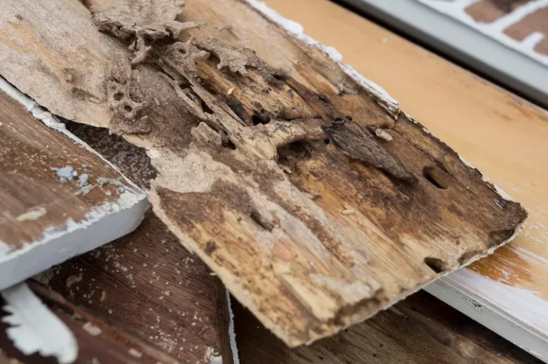 termite damaged wood found in a home.