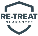 Re-Treat Guarantee logo. At Action Pest, if pests come back, so do we – to re-treat at no additional cost.